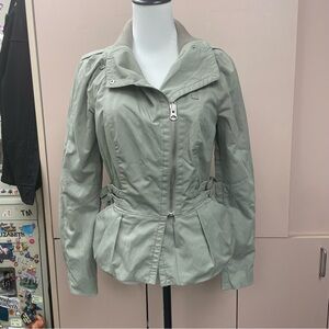 Armani Exchange lined peplum jacket olive beige zip-up women’s size Medium